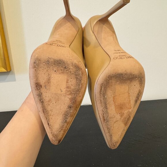 Neutral Leather Jimmy Choo High-Heeled Pumps - Picture 11 of 13